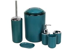 GABZ 6 Pieces Bathroom Accessories Set/Plastic/Luxury, Ideal for Home, Hotel, Dorms/Bath set/Vanity/Countertop Elegant Design Bath Set/Set of 6 items/Multi Colors