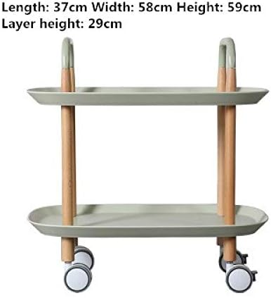 GUI Nordic Solid Wood Can Move Small Coffee Table, Modern Minimalist Mini Living Room Multi-Function Trolley/Dining Car,Green,One Size