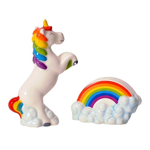 Unicorn and Rainbow Salt and Pepper Shakers, Ceramic, Spice Shakers, Magical Set
