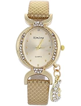Souarts Damen Armbanduhr Einfach Stil Mond Anhänger Analoge Quary Uhr mit Batterie Gold farbe