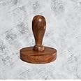 NADEEM'S World Wooden Paratha Press, Traditional Kitchen Roti Masher Tool, Round Base with Handle, Sek/Masher/Paratha Sekni/Paratha Brown Pack 1