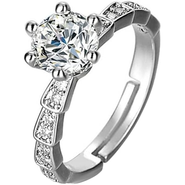 JDX Adjustable Crystal Ring For Women & Girls - Sparkling White Stone Ring