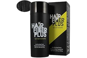 HairFiberPlus 27,5 g, fibre couvre calvies instantanées en quelques secondes (Blond moyen) (Noir)