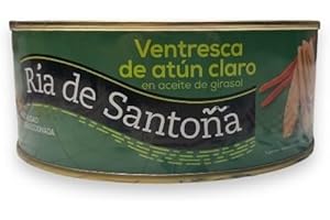 VEMOSA Ventresca de atún en aceite Ría de Santoña 900 gr (Pack 1)- Deliciosa conserva de ventresca de atún claro capturada en el Atlántico, envasada artesanalmente en aceite de girasol en Santoña.