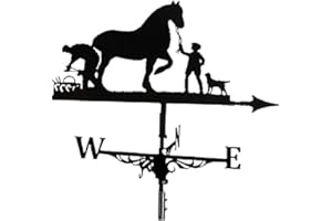 Bzocio Metal Weathervane Farmer and Horse Mount Weather Vane Wind Direction Indicator
