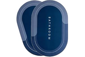 VERVENIX Pack of 2 Bathroom Mats Anti Slip Quick Dry Soft Water Absorbing | Oval Anti-Skid Non-Slip Rubber Doormat for Home,