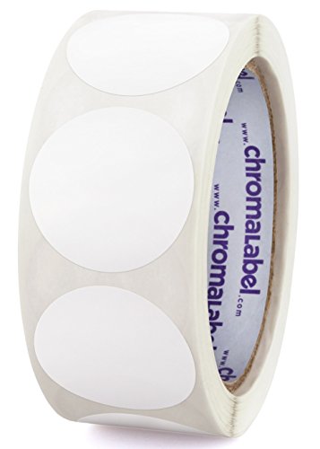 Chromalabel.com 1-1/2" | 3.8 cm White Colour Code Labelling Dots | Permanent Adhesive, Writable Surface - 500 Stickers/Roll