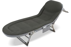 HAPIHOM Letto da campeggio pieghevole per adulti, sedia pieghevole da esterno con tasca laterale, regolabile in 5 livelli, letto portatile per casa, ufficio, viaggi, campeggio, pesca, spiaggia, terrazza,