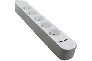 Multiprise Bords Ronds 5x16A USB A+C - Gris - Chacon