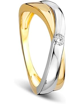 Orovi Damen Verlobungsring Gold Solitärring Diamantring 9 Karat (375) Brillianten 0.06crt Zweifarb / Weißgold...