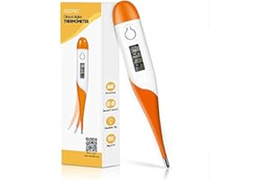 ADORIC Thermomètre Bébé Médical Étanche Numérique - Thermomètre Oral Rectale Axillaire Professionel pour Bébé Enfant Adulte, Avec Avertissement de Fièvre