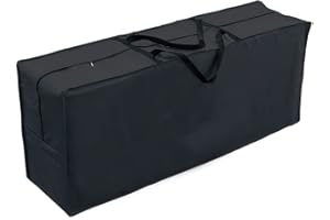 PATIO PLUS Bolsa de Almacenamiento de cojín para Muebles de jardín, Impermeable, Anti-UV, Tela Oxford 420D, 130 x 32 x 52 cm, Color Negro