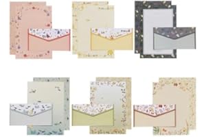 NRAMWELL Writing Paper and Envelopes Set, 54 Pcs A5 Floral Animal Writing Paper and Envelopes, Including 36Pcs Cute Stationary Lined Writing Paper and 18Pcs Envelopes, Letter Set for Office, Home, School