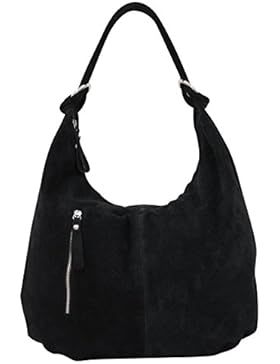AMBRA Moda Damen Wildleder Schultertasch Damen Handtasche Hobo-Bags Shopper Beuteltaschen Veloursleder Suede Ledertasche...