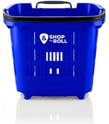 Cestino trolley spesa in plastica su ruote maniglia telescopica lt.43