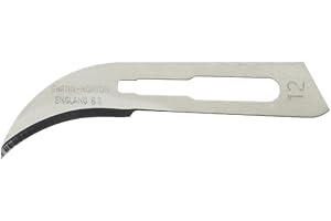 Swann-Morton 0204 Kohlenstoffstahl Chirurgische Skalpellklinge, Steril, Größe #12, Einzelne Folienverpackung, 100 Stück