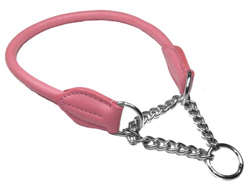 soft leather half check dog collars