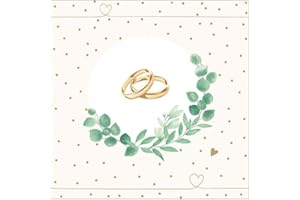 ‎KOMIRO 20 Servietten Ringe an Efeu wei? | Hochzeit | Heirat | Verlobung | Tischdeko 33x33cm