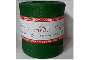 ARTE DEGLI ARGENTI Bobina Rotolo Rafia Raffia Polyrafia Sintetica Colore VERDE SCURO R07 Altezza mm.15 Lunghezza Metri 200
