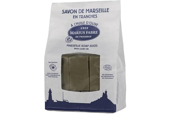 MARIUS FABRE - Savon de Marseille - A l'Huile d'Olive - Mains & Corps - 100% d'Ingrédients d'Origine Naturelle - Ecocert - Origine France Garantie - En Tranches, 1KG