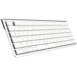 DREVO Joyeuse 96 Key Ultra Thin Mechanical Gaming Keyboard Wired/Wireless Bluetooth 3.0 Aluminium Alloy White LED Backlit Low Profile Blue Switch, White