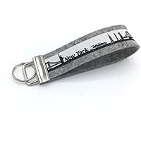 Schlüsselband Schlüsselanhänger Filz Designfilz Skyline New York hellgrau