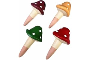 Liummrcy Plant Watering Devices, 4 Pack Plant Watering Stakes Terracotta Mushroom Self Watering Devices with Good Drainage Automatic Plant Waterer Irrigation for Potted & Hanging Plants