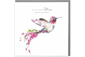 LOLA DESIGN LTD Lola Design - Birthday Cards for Mothers - Hummingbird Design, To My Lovely Mum Birthday Card - Blank Card with Grey Envelope - Designed and Printed in the UK - 150mm x 150mm