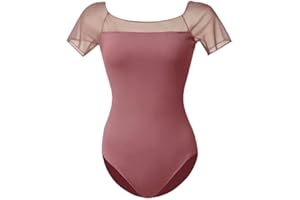 ROYAL SMEELA Body da Danza Classica per Donna Adulta con Maniche Corte in Tessuto Rete e Nylon body balletto