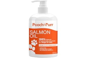 Pooch & Purr 500ml Salmon Oil for Dogs. Salmon Oil Cats, Puppy, Ferret & Pets. Pure Omega 3, 6, 9 Fish Oil for Dogs. Food Supplements for Itchy Skin, Coat, Joint Care. Dog Vitamins and Supplements