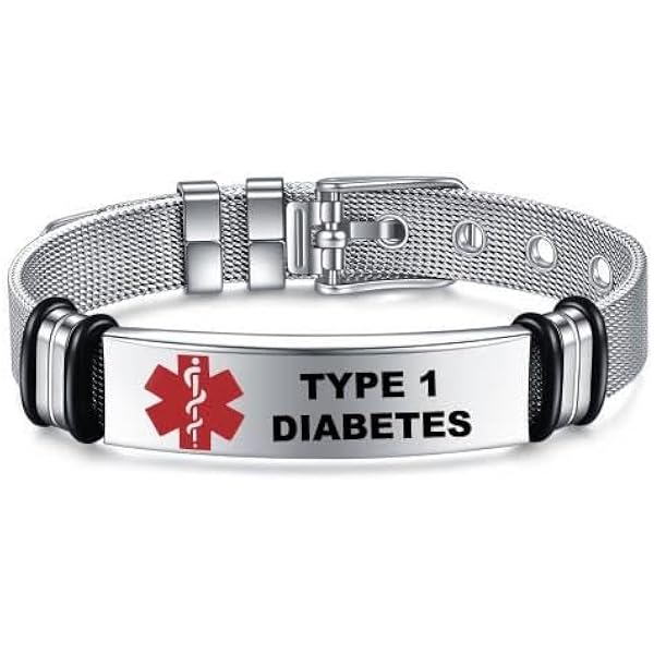 MiniJewelry Braccialetto Medico Di Allerta Per Allergie E Condizioni Di Salute - Gioiello Di Emergenza In Acciaio Inox Con Catena Regolabile