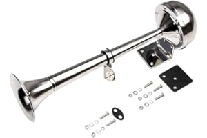FARBIN Klaxon de marine 12 V - En acier inoxydable - Étanche - Pour bateaux, voiliers, yachts, camions, SUV, RV, tourisme, voiture, etc. (12 V, tube court simple en acier inoxydable)