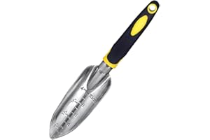 DARWERY Stainless Steel Gardening Shovel With Measurement Depth Marker Garden Shovel Rubberized Garden Shovel for Planting Transplanting, Weeding