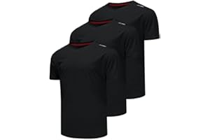 Csqtongan 3er Pack Sport Tshirts Herren Funktionsshirt Sportshirt Kurzarm T-Shirt Schnelltrocknend Atmungsaktiv Sport Shirt Männer Laufshirt Gym Trainingsshirt Herren