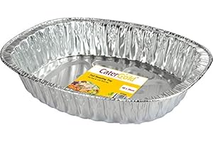 CATERGOLD Large Oval Disposable Aluminium Foil Trays 46 x 36 x 8cm Approx (Single Tray)