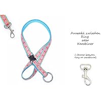 Türkises Schlüsselband zum umhängen mit Grafik-Webband und Klickverschluß 1,5 cm breit