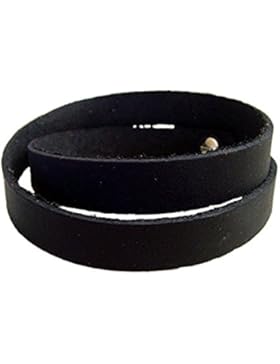 Wickel Lederarmband Farbe schwarz Armschmuck Echtleder 1,5 cm breit