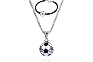 ZULBCEO Zulbeco Football Necklace Stainless Steel Necklace Chain Soccer Chain Necklace Boys Necklace Football Gifts for Boys Necklace Kids Chain Football Boys Football Chain Boys Necklace