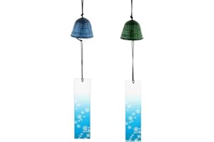 MISPPRO 2 campanelli a vento giapponesi Furin, in ghisa, stile tempio campana, decorazione zen, Feng Shui, ornamento aperto suono vintage