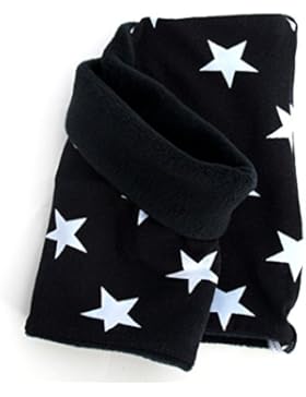 WOLLHUHN Warmes Halstuch, Loop in schwarz mit weißen Sternen, Innenseite aus Fleece, für Jungen und Mädchen 20140914