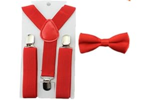 BARGAINEX Matching Red Braces Suspenders and Bow Tie Kids Children Boys