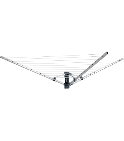 Séchoir à Linge Mural Brabantia WallFix 24m - Gris Métallisé - Avec Sac à Pinces - Extérieur