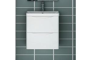 Acezanble Waschtisch mit Unterschrank 50 cm Hochglanz Weiß Badmöbel Gäste WC