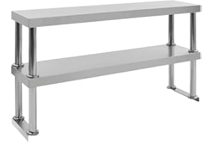 vidaXL Estante Mesa de Trabajo 2 Niveles Estantería Ordenador Exhibir de Gastronomía Comidas Hostelería Cocina Restaurante Acero Inoxidable