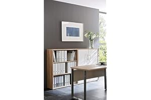 BMG-MOEBEL.DE abschliessbare Regalwand Aktenschrank Büroschrank Schrankwand Büromöbel Regal Office Edition in Eiche Sonoma/weiß (Set 1 niedrig)