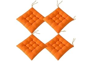 HULKAY 4 PCS Soft Chair Pads, Chair Seat Pads with Ties, Chair Cushions Dining Room for Garden Patio Kitchen Dining