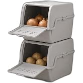 2'li Mini Patates Soğan Sepeti Gri 16 L (2x8L) - İstiflenebilir Sebzelik