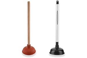 T&B ENTERPRISE T&B® Sink Plunger - 2 x Large Drain Plunger Set - Toilet Plunger with Strong Suction Performance - Plumbers Plunger is Easy to Maintain - Plumbing Plunger Made from Strong Rubber and Wooden Handle