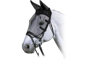 Masque Anti-Mouches Horses Riding Fly Mask, Équitation, N’Entrave Pas Le Champ de Vision du Cheval, Protection des Yeux et des Oreilles (M)