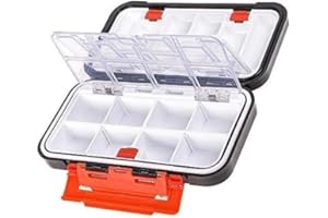 OriGlam Scatola portaoggetti per attrezzatura da pesca, impermeabile su entrambi i lati, 16 scomparti, scatola portaoggetti per esche da pesca, colore: nero